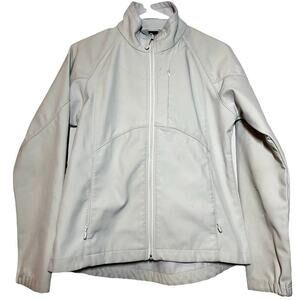 Black Diamond Full Zip Athletic Jacket Zipper Pockets Fleece Lined Off White S